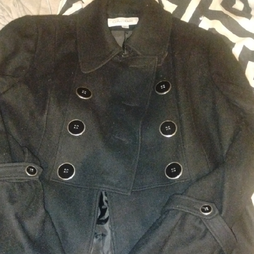 Calvin Klein Double-Breasted Black Coat